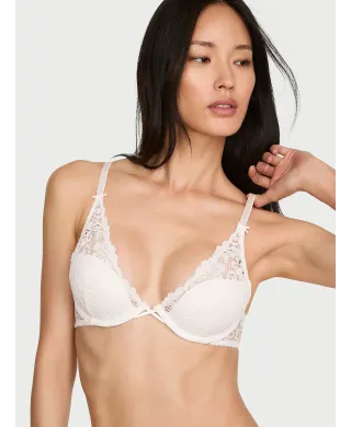 Бюстгалтер Victoria's Secret Tease Lightly Lined Sexy Strappy Lace Plunge Bra Coconut White