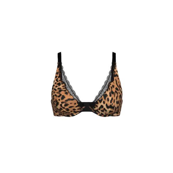 Бюстгалтер Victoria's Secret Tease Lightly Lined Sheer Shimmer Plunge Bra Leopard