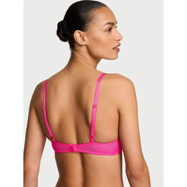 Бюстгалтер Victoria's Secret Tease Lightly Lined Sheer Stripe Plunge Bra Enchanted Pink