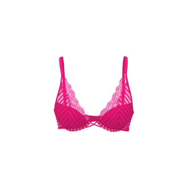 Бюстгалтер Victoria's Secret Tease Lightly Lined Sheer Stripe Plunge Bra Enchanted Pink