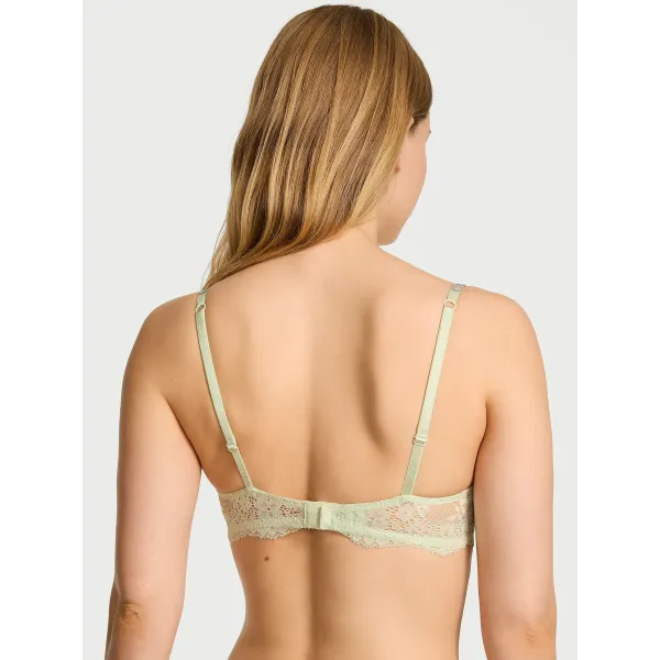 Комплект Dream Angels Wicked Twinkle Silver Lace Unlined Balconette Bra+Thong,Brazilian Mint Crush