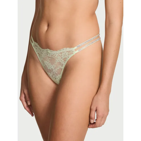 Комплект Dream Angels Wicked Twinkle Silver Lace Unlined Balconette Bra+Thong,Brazilian Mint Crush