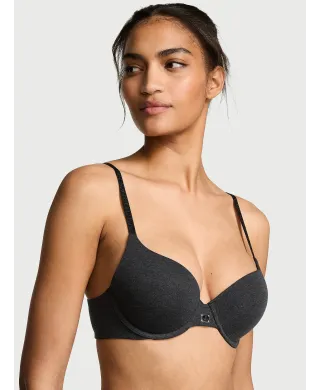 Бюстгалтер The T-shirt Perfect Shape Cotton Logo Hardware Push-Up Bra Heather Black