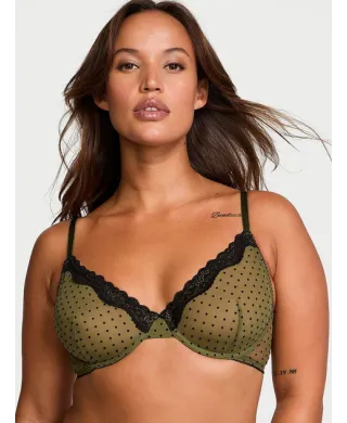 Бюстгалтер by Victoria's Secret Light-lined Bra Green Black Dot