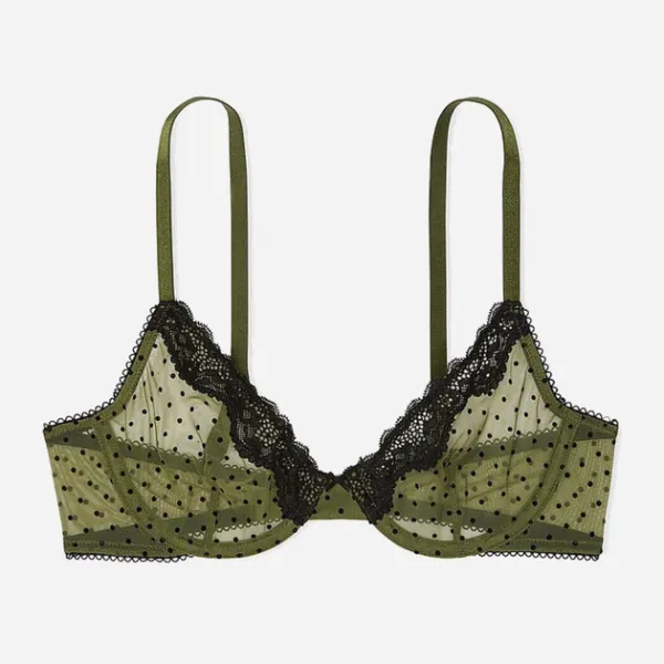 Бюстгалтер by Victoria's Secret Light-lined Bra Green Black Dot