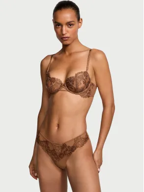 Комплект Victoria's Secret Dream Angels Wicked Unlined Boho Floral Embroidery Balconette Bra Caramel