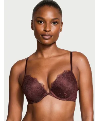 Бюстгалтер Very Sexy Bombshell Add-2-Cups Rose Lace Push-Up Bra Burgundy Brown