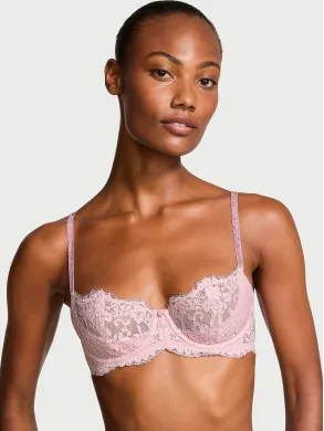 Бюстгалтер Victoria's Secret  Dream Angels Wicked Twinkle Strap Unlined Lace Balconette Bra Chalk Rose