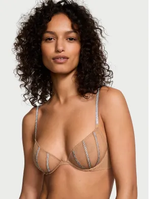 Бюстгалтер Victoria's Secret Sheer Shine Unlined Low-Cut Demi Bra Campari Almond Beige