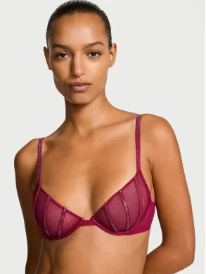 Бюстгалтер Victoria's Secret Sheer Shine Unlined Low-Cut Demi Bra Campari Red