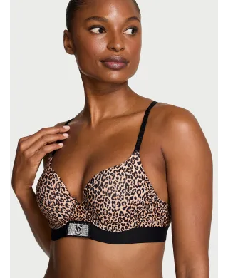 Комплект Victoria's Secret The T-shirt Perfect Shape Shine Patch Push-Up Bra+Thong Leopard