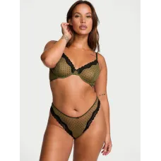 Комплект by Victoria's Secret Light-lined Bra Green Black Dot + Thong