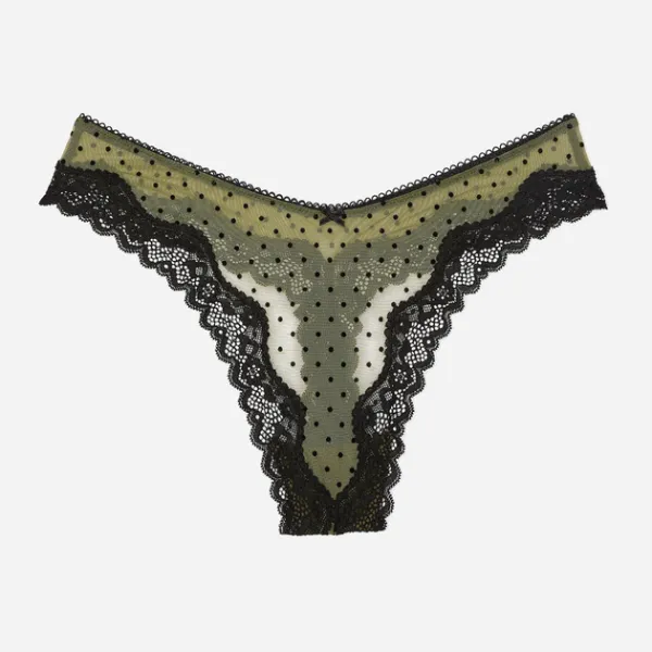 Комплект by Victoria's Secret Light-lined Bra Green Black Dot + Thong