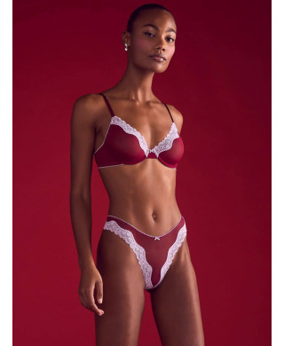 Комплект by Victoria's Secret Lightly-lined Unlined Bra Red Purple+ Thong