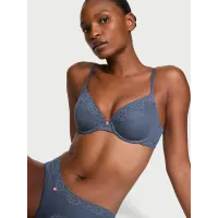 Комплект The T-shirt Cotton Shadow Stripe Unlined Demi Bra + Thong Panty Bluestream