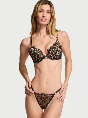 Комплект  Victoria's Secret Very Sexy Leopard Embroidery Push-Up Bra Black Leopard