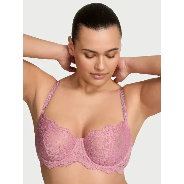 КомплектDream Angels Wicked Twinkle Lace Unlined Balconette Bra +Brazilian Panty Dusk Mauve
