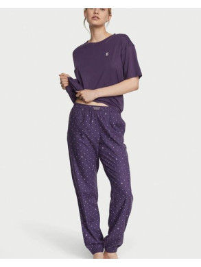 Піжама (Футболка + Штани) жіноча Victoria's Secret Фіолетова Cotton Pj Set Violet