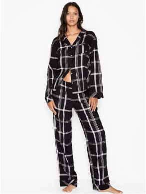 Піжама фланелева Flannel Long Pj Black White Plaide