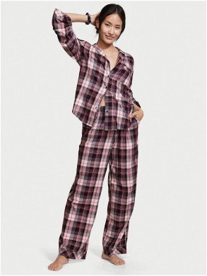 Піжама (Сорочка + Штани ) жіноча Victoria's Secret  Flannel Long Pj Plaide Black Pink