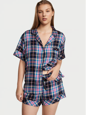 Піжама (Сорочка + Шорти ) жіноча Victoria's Secret Flannel Short Pajama Set