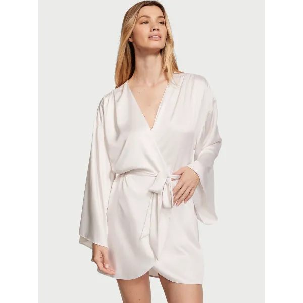 Халат Victoria's Secret Bride Embellished Satin Short Robe Coconut White