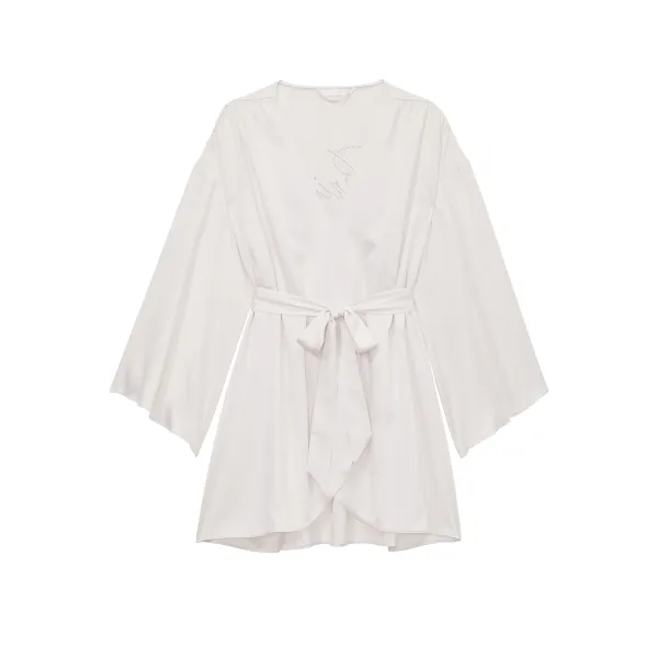 Халат Victoria's Secret Bride Embellished Satin Short Robe Coconut White
