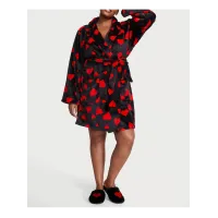 Халат Victoria's Secret Cozy Robe Short Black Lipstick Hearts