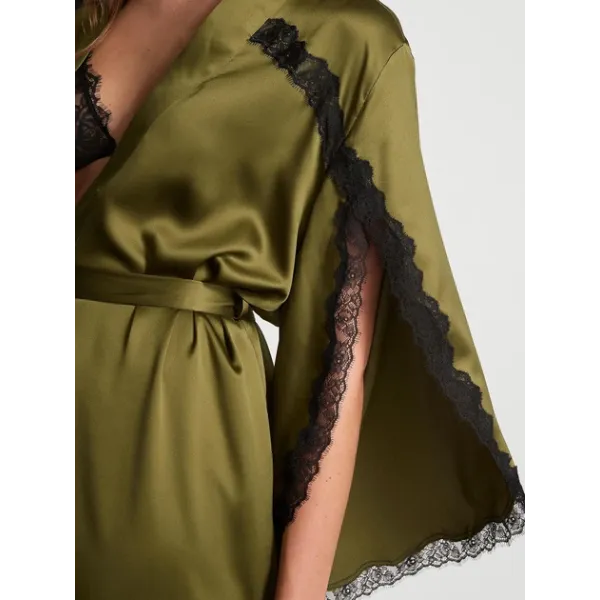 Халат Victoria's Secret Satin Rose Lace-Trim Midi Robe