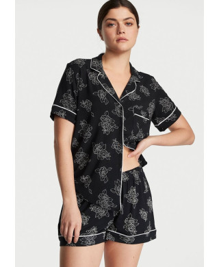 Піжама (Сорочка + Шорти ) жіноча Victoria's Secret  Modal Short Pj Black Flowers