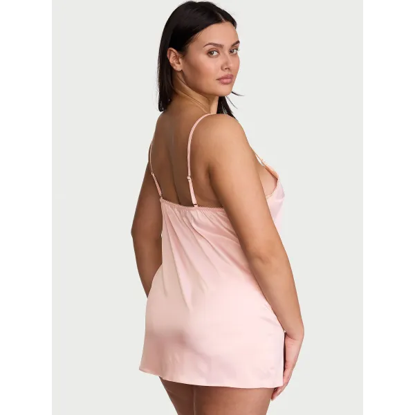 Пенюар Victoria's Secret Tease Satin Lace-Trim Mini Slip Dress