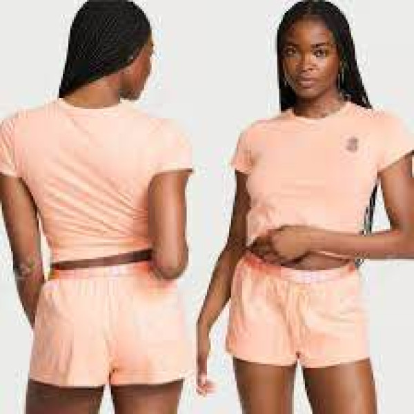 Піжама (Шорти + Футболка ) Victoria's Secret 100% Cotton Lace Patch Short Pajama Set