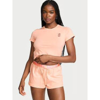 Піжама (Шорти + Футболка ) Victoria's Secret 100% Cotton Lace Patch Short Pajama Set