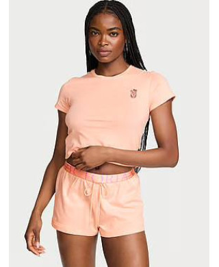 Піжама (Шорти + Футболка ) Victoria's Secret 100% Cotton Lace Patch Short Pajama Set