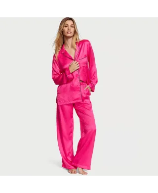 Піжама ( Сорочка + Штани) Satin Long Pj Fuchsia Logo