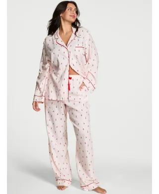 Піжама ( Сорочка + Штани) Victoria's Secret Cotton Flannel Long Pajama Set Coconut White Vs Skiers
