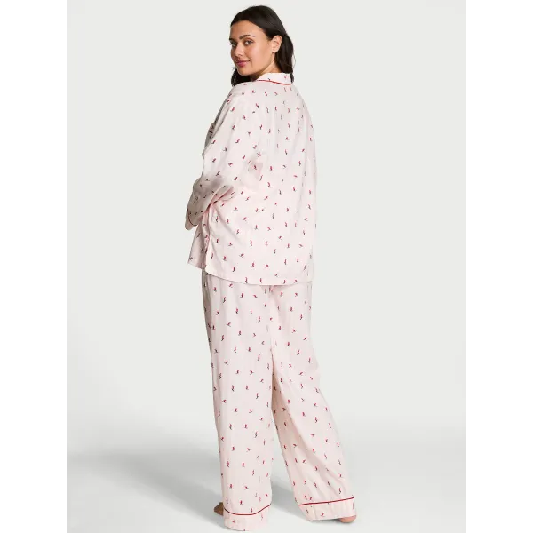 Піжама ( Сорочка + Штани) Victoria's Secret Cotton Flannel Long Pajama Set Coconut White Vs Skiers