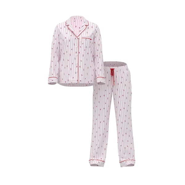 Піжама ( Сорочка + Штани) Victoria's Secret Cotton Flannel Long Pajama Set Coconut White Vs Skiers