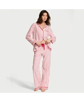 Піжама ( Сорочка + Штани) Victoria's Secret Cotton Flannel Long Pajama Set Red Stripe
