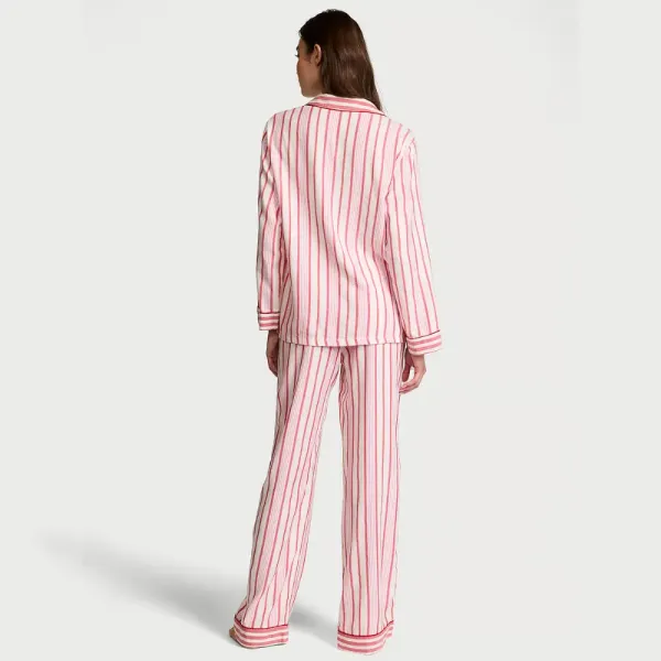 Піжама ( Сорочка + Штани) Victoria's Secret Cotton Flannel Long Pajama Set Red Stripe