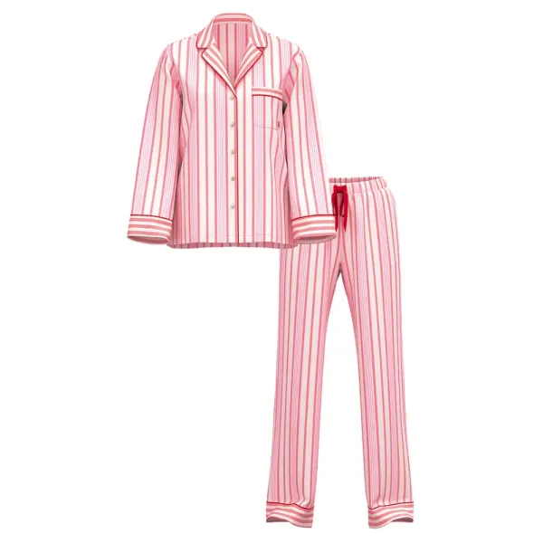 Піжама ( Сорочка + Штани) Victoria's Secret Cotton Flannel Long Pajama Set Red Stripe