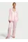Піжама ( Сорочка + Штани) Victoria's Secret Glazed Satin Long Pajama Set Angel Pink W Collar Embroidery