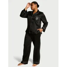 Піжама ( Сорочка + Штани) Victoria's Secret Glazed Satin Long Pajama Set Black