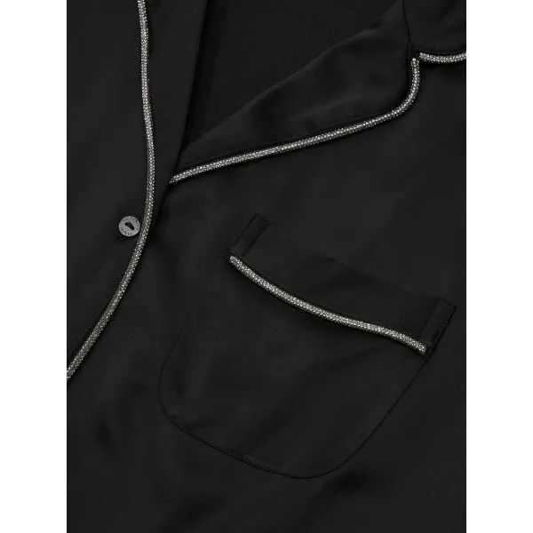 Піжама ( Сорочка + Штани) Victoria's Secret Glazed Satin Shine Long Pajama Set Black