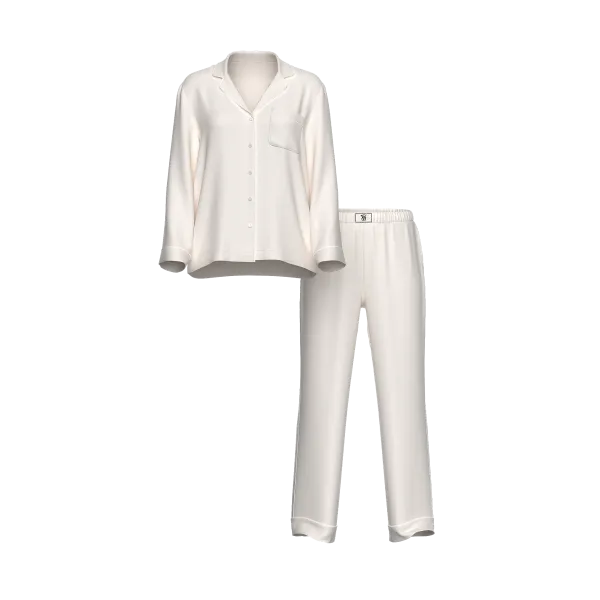 Піжама ( Сорочка + Штани) Victoria's Secret Glazed Satin Shine Long Pajama Set White