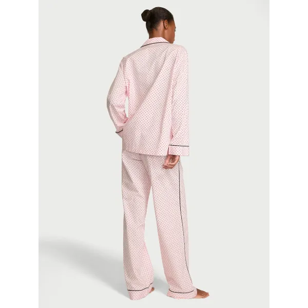 Піжама ( Сорочка + Штани) Victoria's Secret Heritage Cotton Long Pajama Set Angel Pink Small Dot