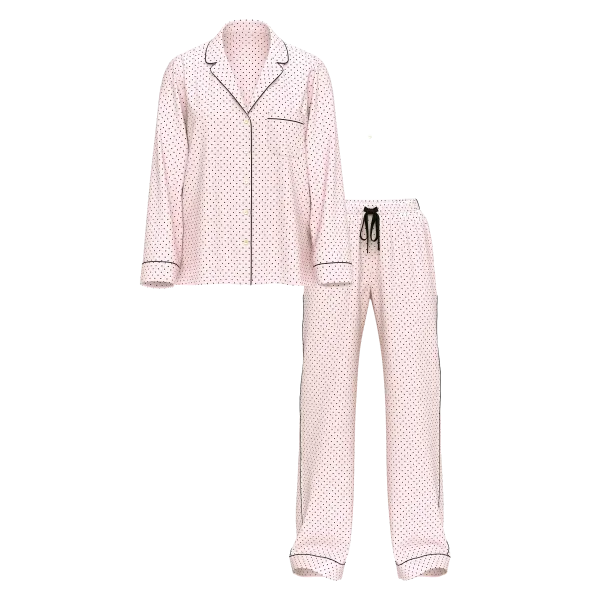 Піжама ( Сорочка + Штани) Victoria's Secret Heritage Cotton Long Pajama Set Angel Pink Small Dot