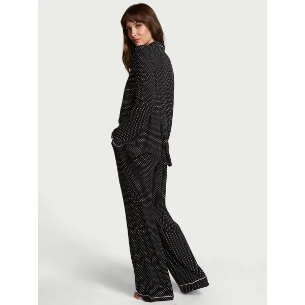 Піжама (Сорочка + Штани) Victoria's Secret Modal Long Pajama Set Black Pin Dot
