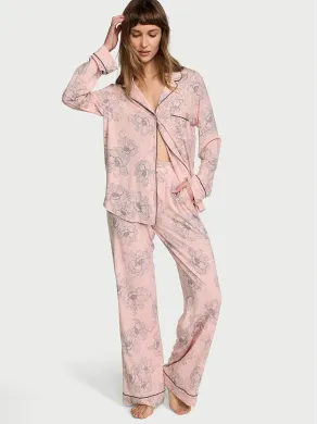 Піжама (Сорочка + Штани) Victoria's Secret Modal Long Pajama Set Pink Outline Floral