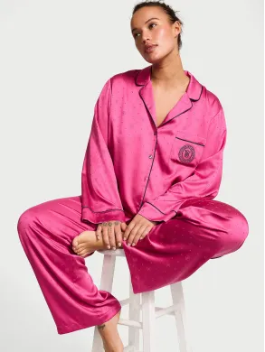 Піжама ( Сорочка + Штани) Victoria's Secret Satin Long Pajama Set Luscious Rose